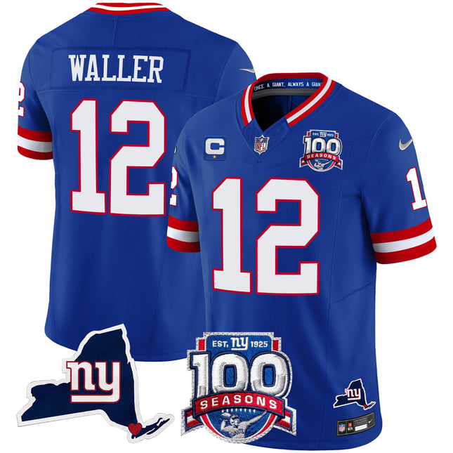 Women's New York Giants 100th Season & State Patch Vapor Limited Jersey - All Stitched