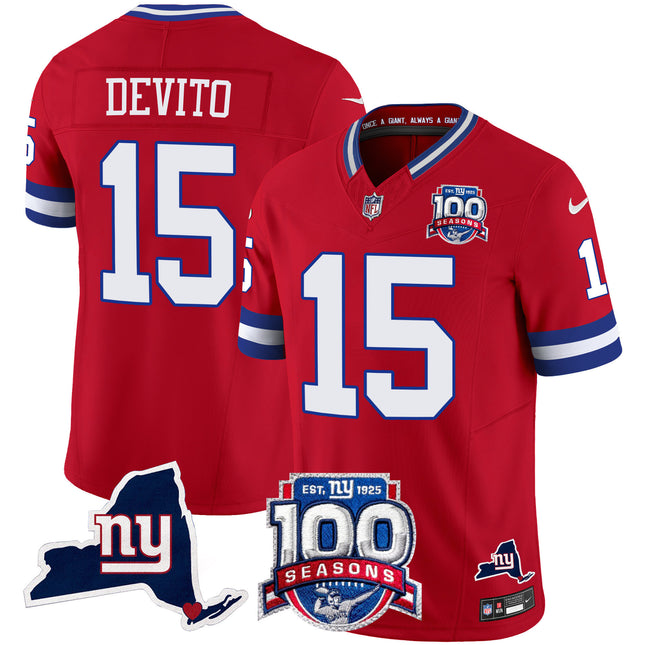 Women's New York Giants 100th Season & State Patch Vapor Limited Jersey - All Stitched