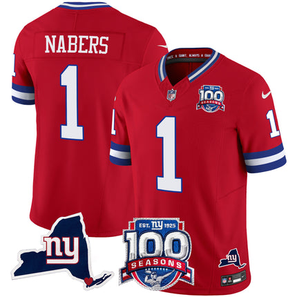 Women's New York Giants 100th Season & State Patch Vapor Limited Jersey - All Stitched