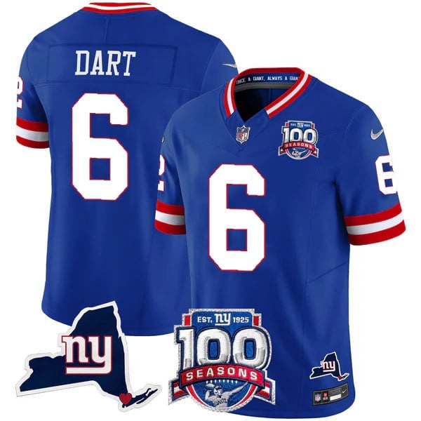 Women's New York Giants 100th Season & State Patch Vapor Limited Jersey - All Stitched