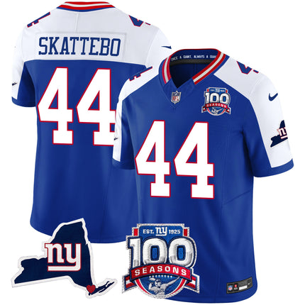 Men's New York Giants 100th Season & State Patch Vapor Limited Jersey - All Stitched