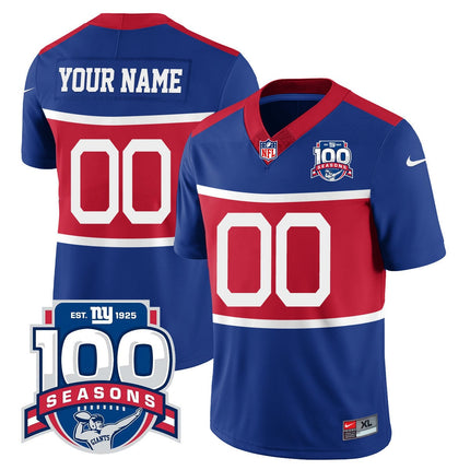 Custom New York Giants "Century Red' 100TH Season Commemorative Jersey TLA - All Stitched
