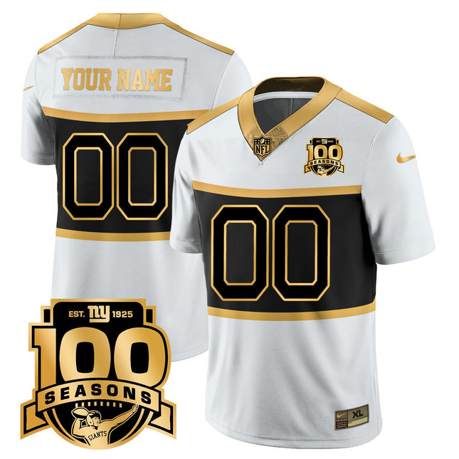 Custom New York Giants "Century Red' 100TH Season Commemorative Jersey TLA - All Stitched