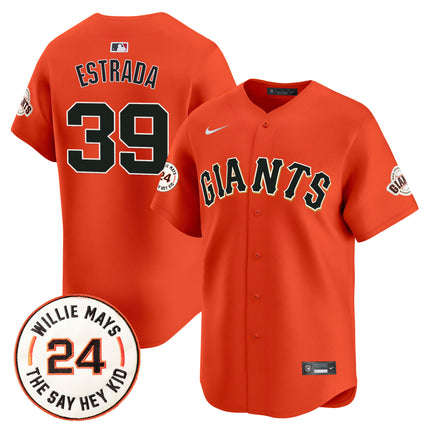 Men's San Francisco Giants 2024 Willie Mays Patch Vapor Premier Limited Jersey - All Stitched