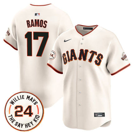 Men's San Francisco Giants 2025 Willie Mays Patch Vapor Premier Limited Jersey - All Stitched