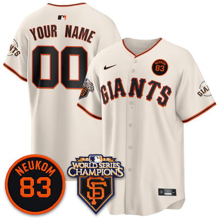 Custom Giants Bill Neukom Memories Jersey - 2010 World Series Champions - All Stitched