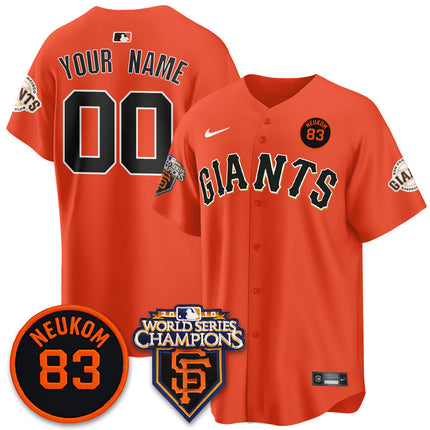 Custom Giants Bill Neukom Memories Jersey - 2010 World Series Champions - All Stitched