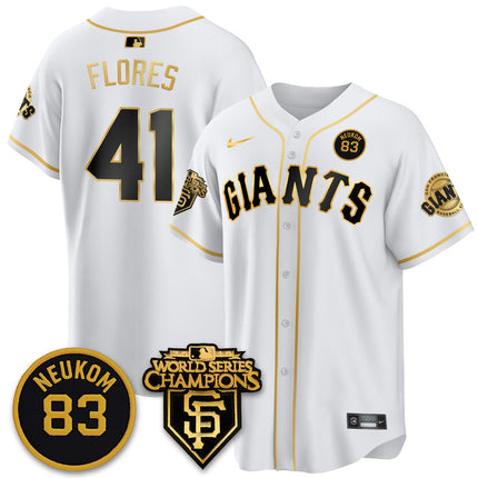 Custom Giants Bill Neukom Memories Jersey - 2010 World Series Champions - All Stitched