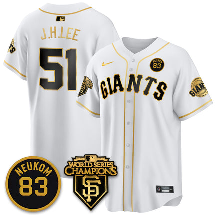 Custom Giants Bill Neukom Memories Jersey - 2010 World Series Champions - All Stitched