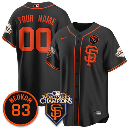 Custom Giants Bill Neukom Memories Jersey - 2010 World Series Champions - All Stitched