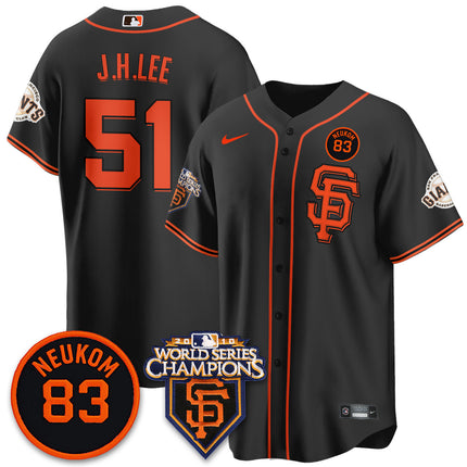 Custom Giants Bill Neukom Memories Jersey - 2010 World Series Champions - All Stitched