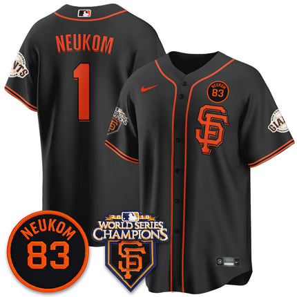 Custom Giants Bill Neukom Memories Jersey - 2010 World Series Champions - All Stitched