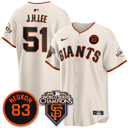 Custom Giants Bill Neukom Memories Jersey - 2010 World Series Champions - All Stitched