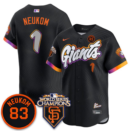Custom Giants Bill Neukom Memories Jersey - 2010 World Series Champions - All Stitched