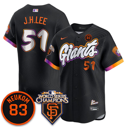 Custom Giants Bill Neukom Memories Jersey - 2010 World Series Champions - All Stitched