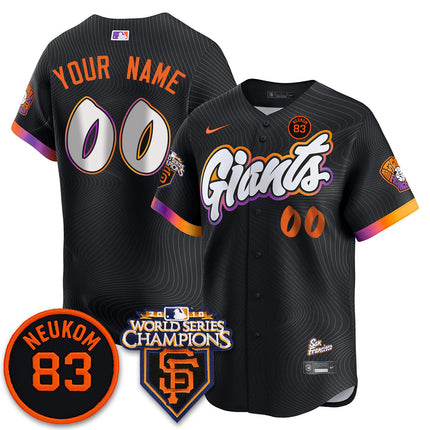 Custom Giants Bill Neukom Memories Jersey - 2010 World Series Champions - All Stitched