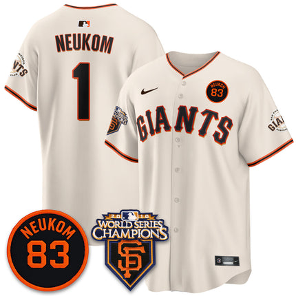 Custom Giants Bill Neukom Memories Jersey - 2010 World Series Champions - All Stitched