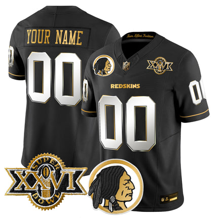 Washington Redskins Throwback 1992 Super Bowl XXVI Patch Gold Vapor Limited Custom Jersey - All Stitched