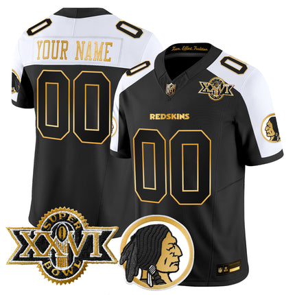 Washington Redskins Throwback 1992 Super Bowl XXVI Patch Gold Vapor Limited Custom Jersey - All Stitched