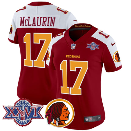 Women's Washington Redskins Throwback 1992 Super Bowl XXVI Patch Vapor Limited Jersey V2 - All Stitched