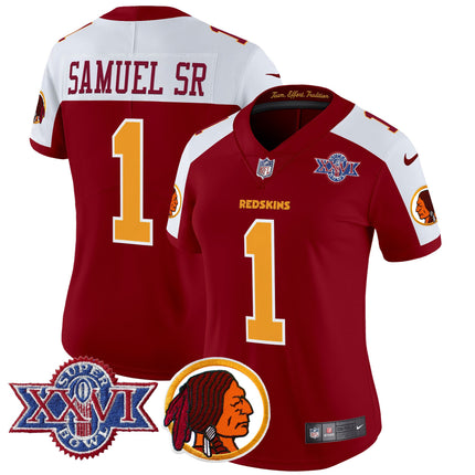 Women's Washington Redskins Throwback 1992 Super Bowl XXVI Patch Vapor Limited Jersey V2 - All Stitched
