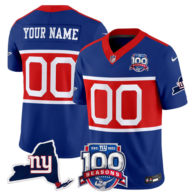 New York Giants 'Century Red' 100th Commemorative Vapor Custom Jersey V2 - All Stitched