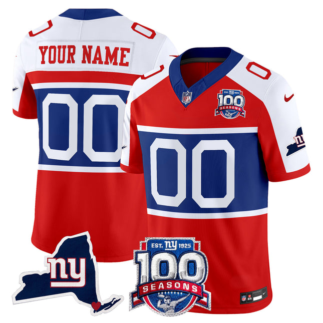 New York Giants 'Century Red' 100th Commemorative Vapor Custom Jersey V2 - All Stitched