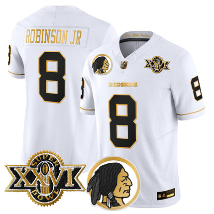 Men's Washington Redskins Throwback 1992 Super Bowl XXVI Patch Gold Vapor Limited Jersey - All Stitched