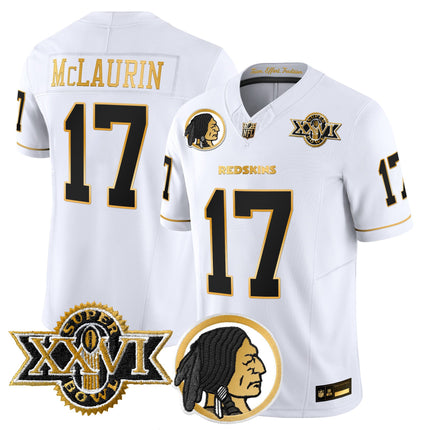 Men's Washington Redskins Throwback 1992 Super Bowl XXVI Patch Gold Vapor Limited Jersey - All Stitched