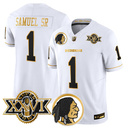 Men's Washington Redskins Throwback 1992 Super Bowl XXVI Patch Gold Vapor Limited Jersey - All Stitched