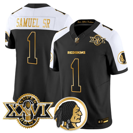 Men's Washington Redskins Throwback 1992 Super Bowl XXVI Patch Gold Vapor Limited Jersey - All Stitched