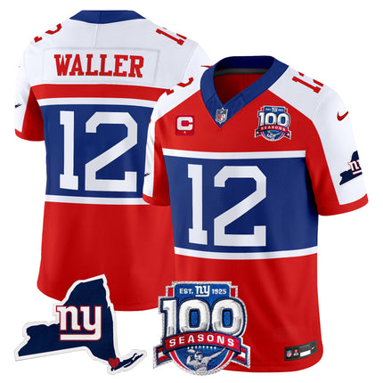 Men's New York Giants 'Century Red' 100th Commemorative Vapor Jersey V2 - All Stitched