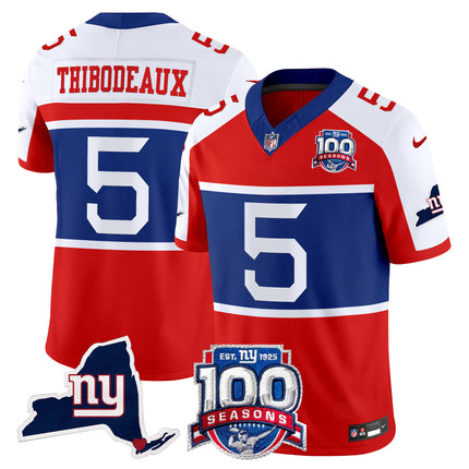 Men's New York Giants 'Century Red' 100th Commemorative Vapor Jersey V2 - All Stitched