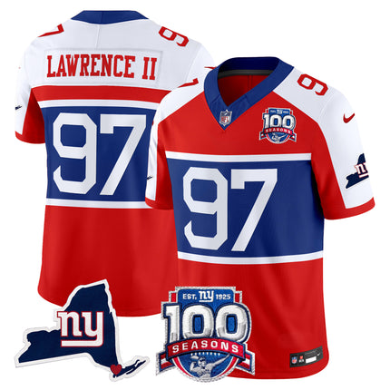 Men's New York Giants 'Century Red' 100th Commemorative Vapor Jersey V2 - All Stitched