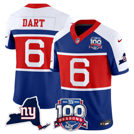 Men's New York Giants 'Century Red' 100th Commemorative Vapor Jersey V2 - All Stitched