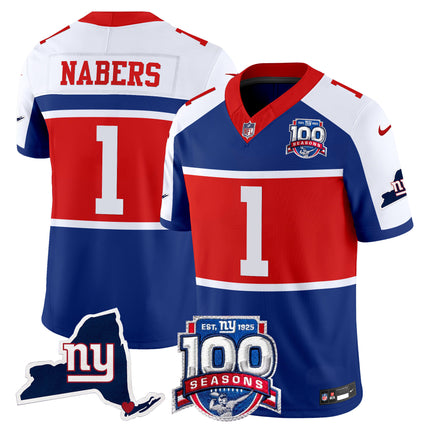 Men's New York Giants 'Century Red' 100th Commemorative Vapor Jersey V2 - All Stitched