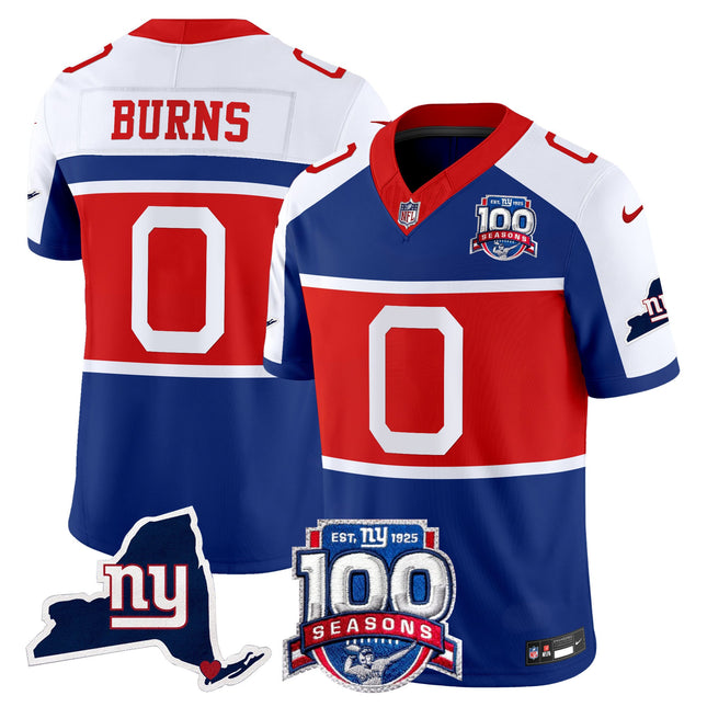 Men's New York Giants 'Century Red' 100th Commemorative Vapor Jersey V2 - All Stitched