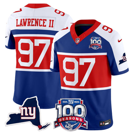 Men's New York Giants 'Century Red' 100th Commemorative Vapor Jersey V2 - All Stitched