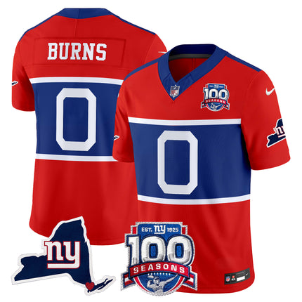 Men's New York Giants 'Century Red' 100th Commemorative Vapor Jersey V2 - All Stitched