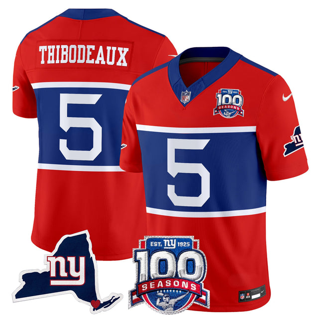 Men's New York Giants 'Century Red' 100th Commemorative Vapor Jersey V2 - All Stitched