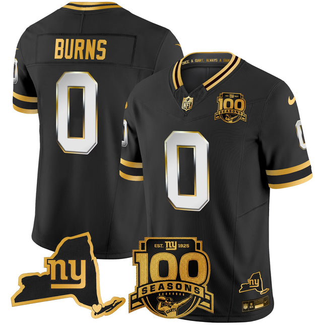 Men's New York Giants 100th Season & State Patch Gold Vapor Limited Jersey - All Stitched