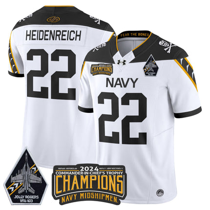 Men's Navy Midshipmen 2024 Commander-In-Chief's Trophy Champions Patch Vapor Limited Jersey - All Stitched