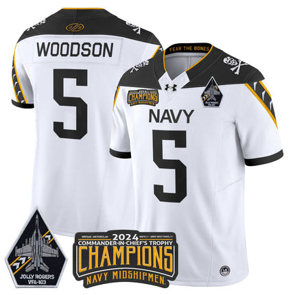 Men's Navy Midshipmen 2024 Commander-In-Chief's Trophy Champions Patch Vapor Limited Jersey - All Stitched