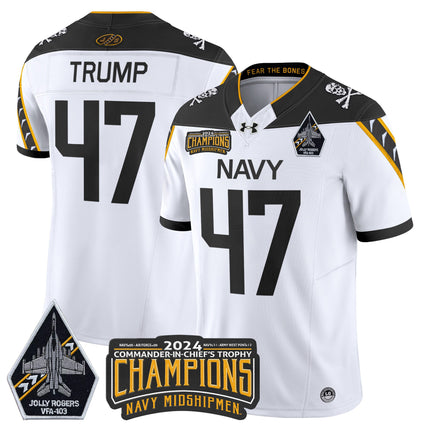Men's Navy Midshipmen 2024 Commander-In-Chief's Trophy Champions Patch Vapor Limited Jersey - All Stitched