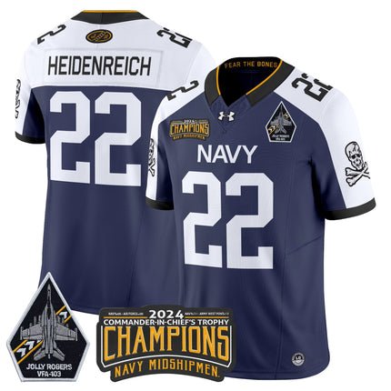 Men's Navy Midshipmen 2024 Commander-In-Chief's Trophy Champions Patch Vapor Limited Jersey - All Stitched