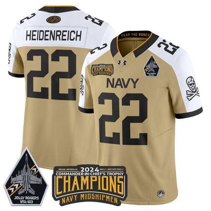 Men's Navy Midshipmen 2024 Commander-In-Chief's Trophy Champions Patch Vapor Limited Jersey - All Stitched