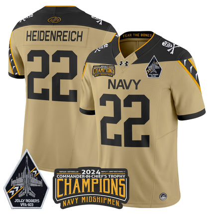 Men's Navy Midshipmen 2024 Commander-In-Chief's Trophy Champions Patch Vapor Limited Jersey - All Stitched