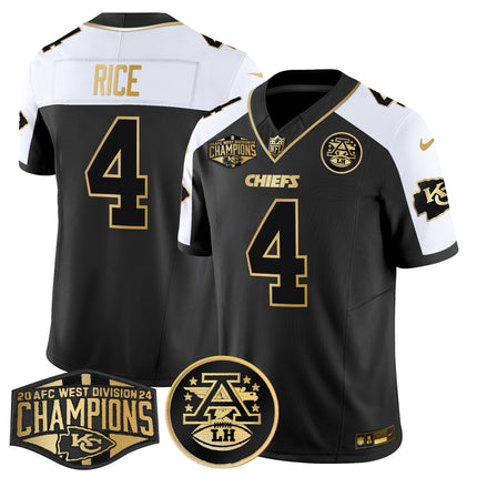 Men's Chiefs 2024 AFC West Division Champions Patch Gold Vapor Limited Jersey - All Stitched