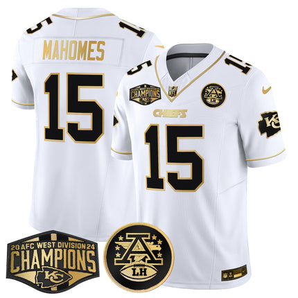 Men's Chiefs 2024 AFC West Division Champions Patch Gold Vapor Limited Jersey - All Stitched