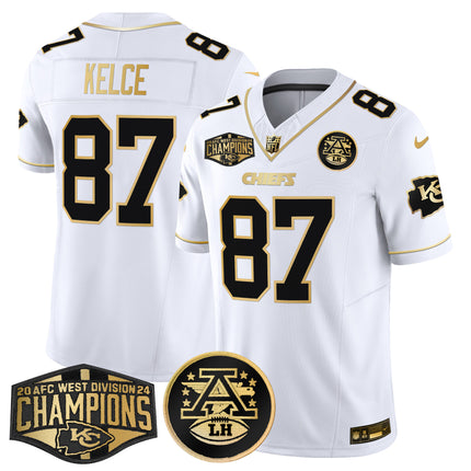 Men's Chiefs 2024 AFC West Division Champions Patch Gold Vapor Limited Jersey - All Stitched